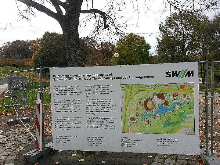 Sanierung einer Fußgänger-Brücke im Olympiapark. Foto: Strasser
