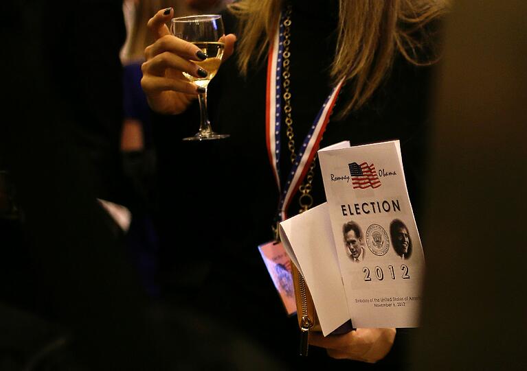 Wahlparty in der US-Botschaft in London.