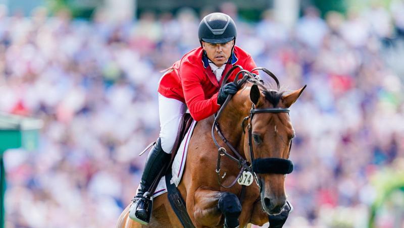 Springreiter Kent Farrington auf seinem Pferd Gazelle. Springreiter Kent Farrington auf seinem Pferd Gazelle.