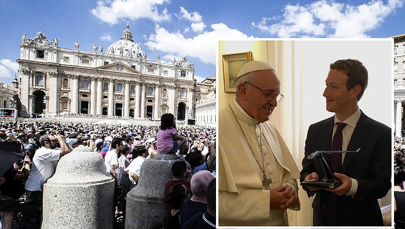 Treffer zweier der mächtigsten Männer des Planeten: Papst Franziskus und Facebook-Gründer Mark Zuckerberg haben sich im Vatikan getroffen. Treffer zweier der mächtigsten Männer des Planeten: Papst Franziskus und Facebook-Gründer Mark Zuckerberg haben sich im Vatikan getroffen.