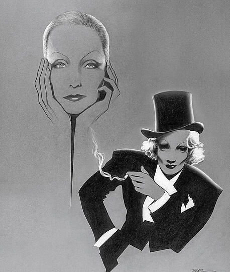 Ja, es gab viele Männer in Greta Garbos (*1905) und Marlene Dietrich (*1901) Leben, aber auch sexuelle Beziehungen zu Frauen. Marlene Dietrich (rechts) brach mit den Geschlechterrollen, ließ sich vielfach in Anzug und Krawatte fotografieren. Garbos stellte in ihren Rollen oft geheimnisvolle Frauen mit großer Leidensfähigkeit dar.