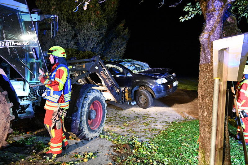Der junge Autofahrer kam von der Straße ab und prallte gegen eine Baum.