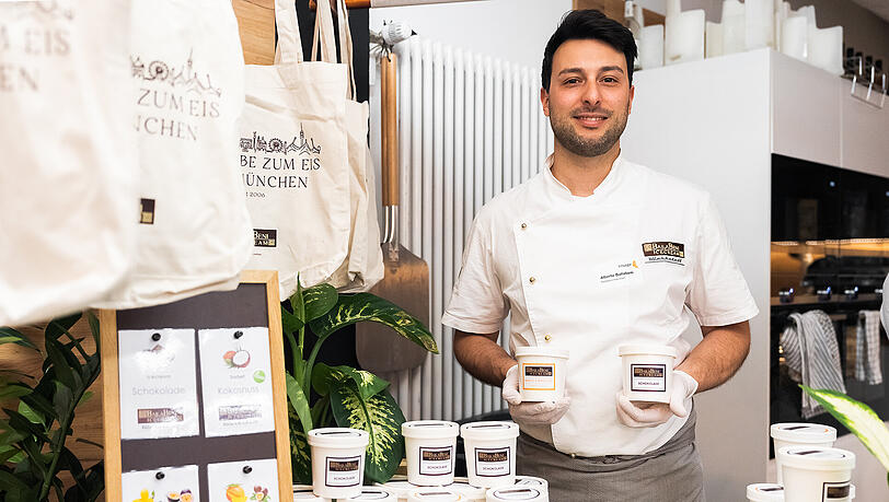 Alberto Ballabeni von Ballabeni Icecream beim Knuspr "Frische-Event". Alberto Ballabeni von Ballabeni Icecream beim Knuspr "Frische-Event".