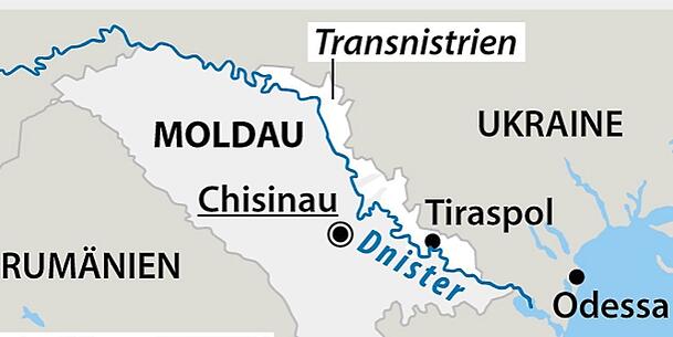 Transnistrien liegt an der ukrainischen Grenze. Auch die Hafenstadt Odessa ist nicht weit entfernt. Transnistrien liegt an der ukrainischen Grenze. Auch die Hafenstadt Odessa ist nicht weit entfernt.