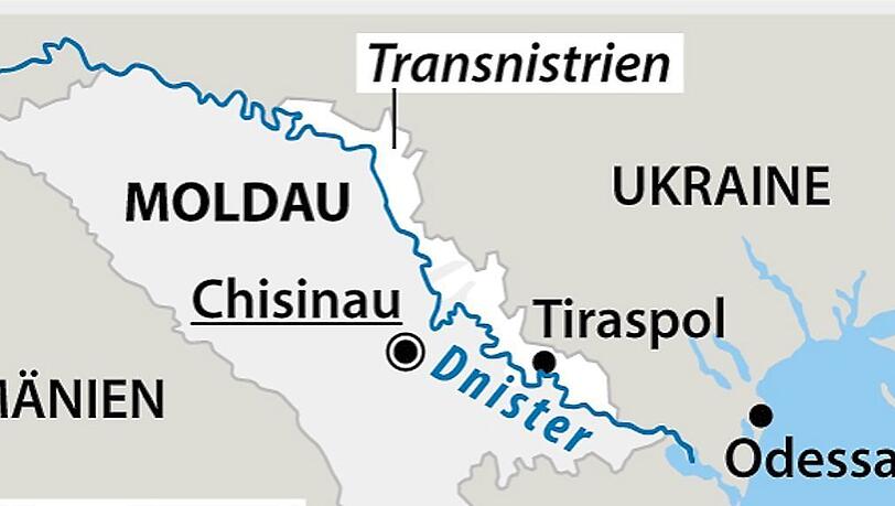 Transnistrien liegt an der ukrainischen Grenze. Auch die Hafenstadt Odessa ist nicht weit entfernt. Transnistrien liegt an der ukrainischen Grenze. Auch die Hafenstadt Odessa ist nicht weit entfernt.