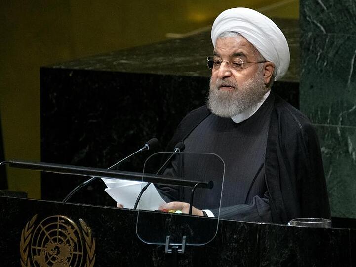 Irans Präsident Ruhani spricht vor der UN-Vollversammlung in New York. Foto. Craig Ruttle/AP