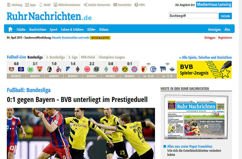 Die Ruhrnachrichten sprechen von einem Prestigeduell