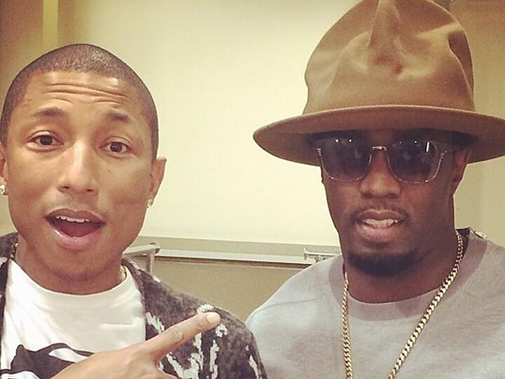 P Diddy (rechts) hat seinem Freund Pharrell Williams den berühmten Hut geklaut