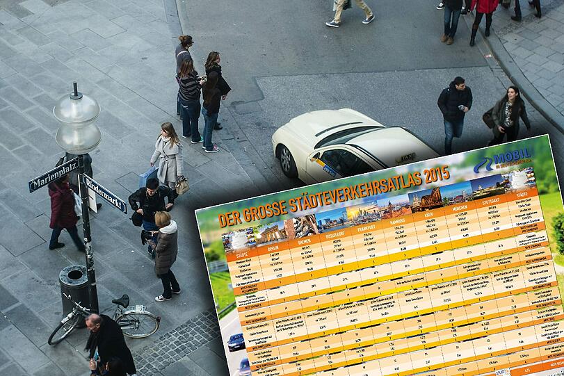München hat umgerechnet auf die Einwohner die meisten Taxler. Der Städteverkehrsatlas 2015 erklärt's.