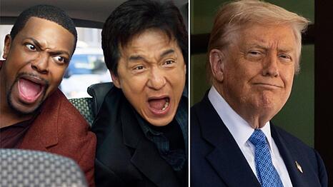 Donald Trump neben Chris Tucker und Jackie Chan in "Rush Hour 3".