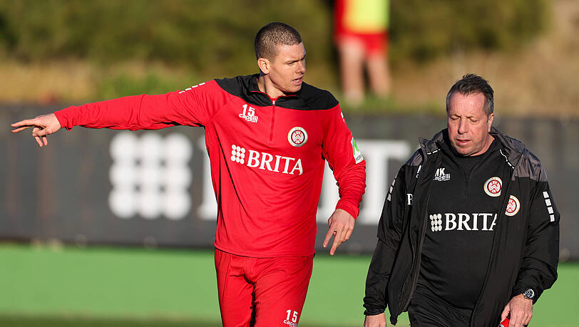 Max Reinthaler und Markus Kauczinski zu gemeinsamen Zeiten beim SV Wehen Wiesbaden.