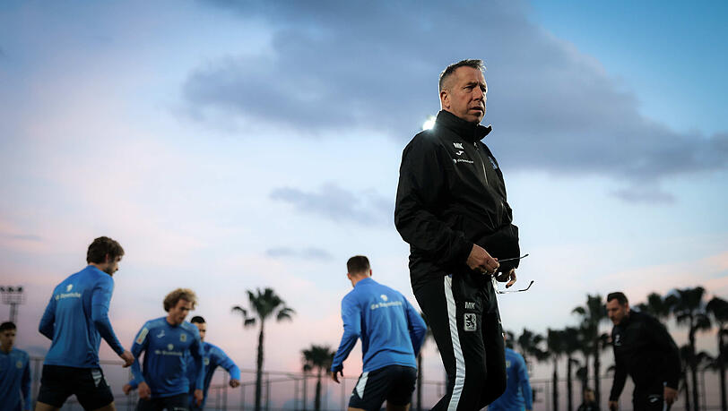 Trainer Markus Kauczinski kritisiert seinen Stürmer Justin Steinkötter. Trainer Markus Kauczinski kritisiert seinen Stürmer Justin Steinkötter.