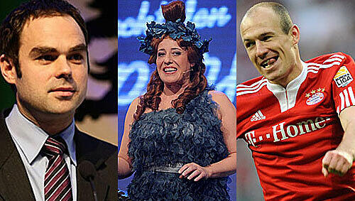 Robert Schäfer, Luise Kinseher und Arjen Robben - 2011 wird man von ihnen viel hören Robert Schäfer, Luise Kinseher und Arjen Robben - 2011 wird man von ihnen viel hören