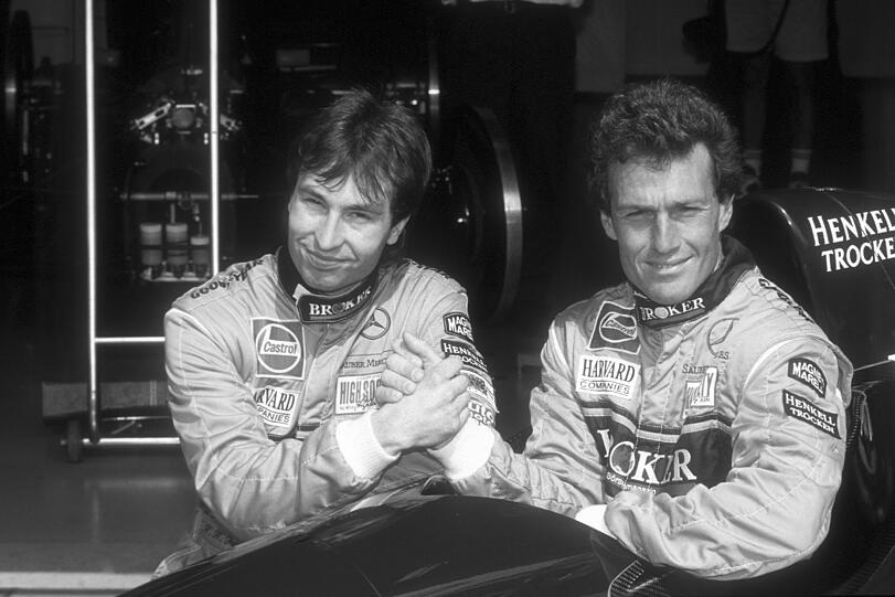 1994 Teamkollegen bei Sauber: Heinz Harald Frentzen und Andrea De Cesaris (l.)