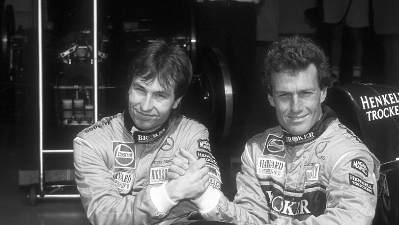 1994 Teamkollegen bei Sauber: Heinz Harald Frentzen und Andrea De Cesaris (l.) 1994 Teamkollegen bei Sauber: Heinz Harald Frentzen und Andrea De Cesaris (l.)