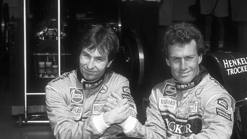 1994 Teamkollegen bei Sauber: Heinz Harald Frentzen und Andrea De Cesaris (l.)