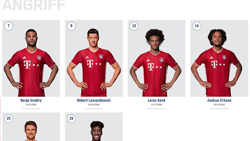 Die Stürmer der Bayern-Profis: Mit Zirkzee, aber ohne Arp. Die Stürmer der Bayern-Profis: Mit Zirkzee, aber ohne Arp.