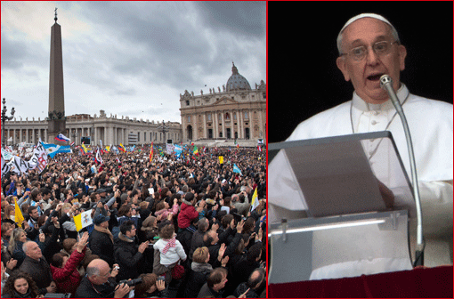 Papst Franziskus hält sein erstes Angelus-Gebet. Auf dem Petersplatz jubelt ihm die Menge zu. Die Bilder aus Rom.