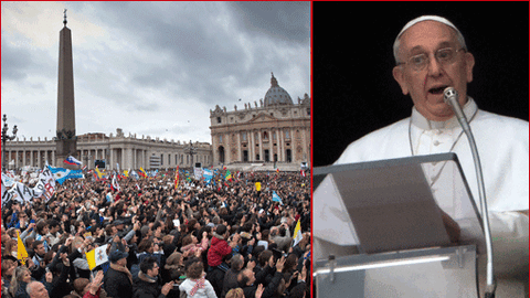 Papst Franziskus hält sein erstes Angelus-Gebet. Auf dem Petersplatz jubelt ihm die Menge zu. Die Bilder aus Rom.