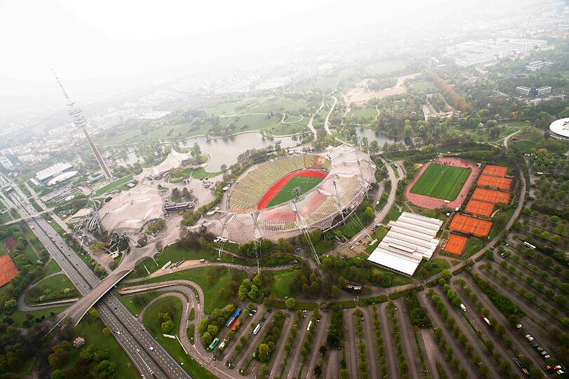 Zu sehen gab es eine eindrucksvolle Aussicht auf die bayerische Landeshauptstadt! Wie hier über dem Olympiapark.