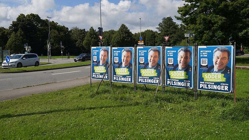 Markus Söder ist dafür umso prominenter gleich fünffach plakatiert. Markus Söder ist dafür umso prominenter gleich fünffach plakatiert.
