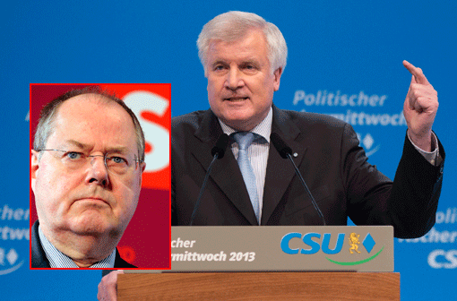 CSU-Chef Horst Seehofer attackierte in Passau den SPD-Spitzenkandidaten für die Bundestagswahl: &bdquo;Steinbrück ist kein Finanzfachmann. Er ist der Schuldenkönig von Deutschland!" Bezogen auf Steinbrücks umstrittene Rede-Honorare sagte Seehofer weiter: "Sein Lebensmotto ist offensichtlich: Jedem das Seine und mir das Meiste."