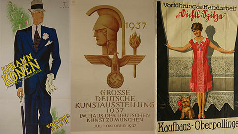 Die Werbung von Oberpollinger, Konen und weiteren lag massiv unter dem Einfluss der Nazis  - klicken Sie durch die Münchner Werbegeschichte der 30er Jahre.