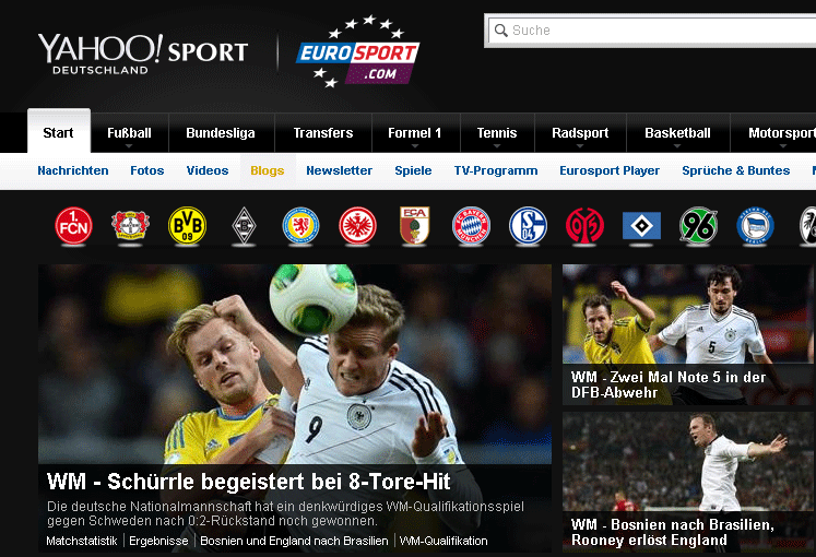 Auch Eurosport .com hat Andre Schürrle im Mittelpunkt.