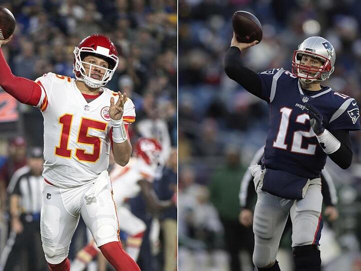 Treffen im NFL-Halbfinale aufeinander: Patrick Mahomes (l) und Tom Brady.