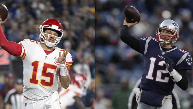 Treffen im NFL-Halbfinale aufeinander: Patrick Mahomes (l) und Tom Brady. Treffen im NFL-Halbfinale aufeinander: Patrick Mahomes (l) und Tom Brady.