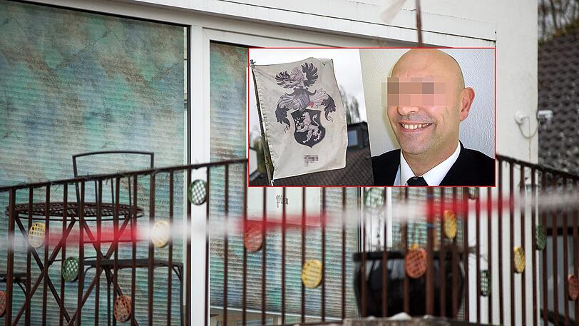 Auf seinem Grundstück hat Reichsbürger Wolfgang P. (kl. Foto) eine Fahne mit der Aufschrift &bdquo;Plan&ldquo; gehisst.