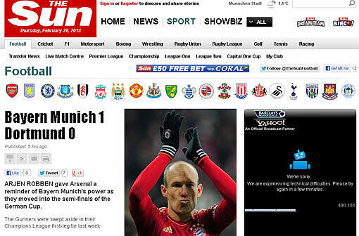 "Sun" bringt's auf den Punkt: "Bayern Munich 1, Dortmund 0"