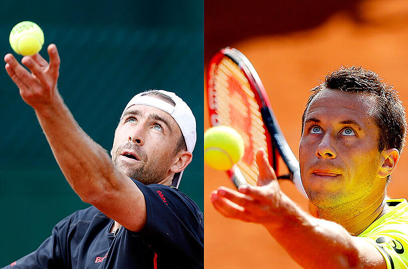 Benjamin Becker (links) muss verletzt passen, Philipp Kohlschreiber scheidet aus - in Paris ist damit kein deutscher Tennis-Profi mehr in der Herren-Konkurrenz vertretenm