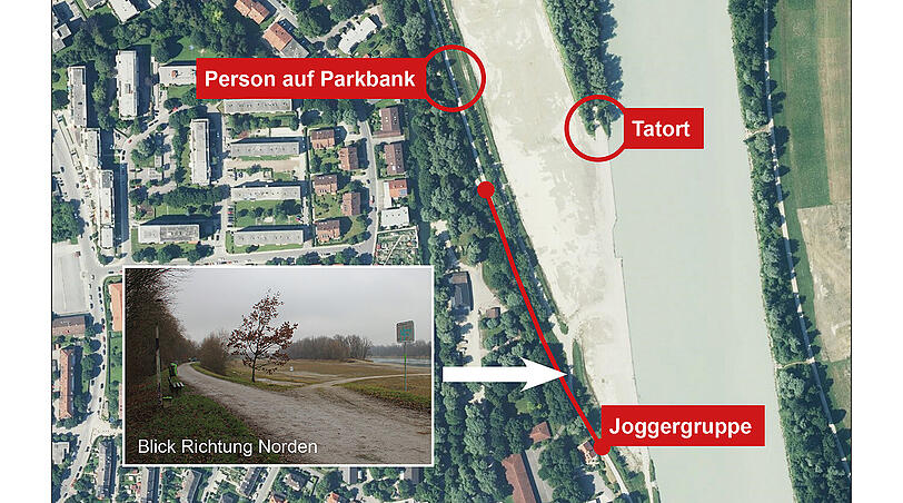 Eine Person auf der Parkbank sowie eine Gruppe von Joggern könnten wichtige Hinweise zur Tat liefern.
