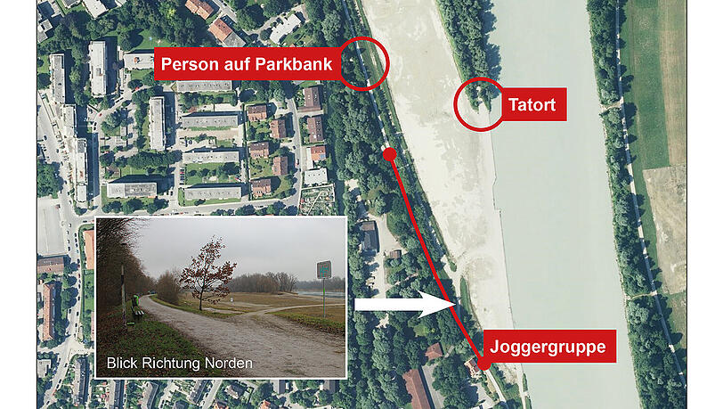 Eine Person auf der Parkbank sowie eine Gruppe von Joggern könnten wichtige Hinweise zur Tat liefern. Eine Person auf der Parkbank sowie eine Gruppe von Joggern könnten wichtige Hinweise zur Tat liefern.