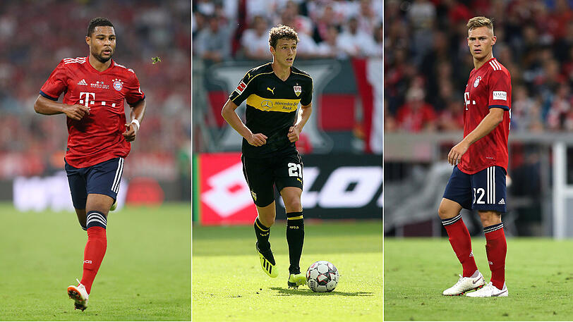 Über Stuttgart zu den Bayern: Serge Gnabry (links) und Joshua Kimmich (rechts) sind schon da, Benjamin Pavard soll im Sommer 2019 folgen.