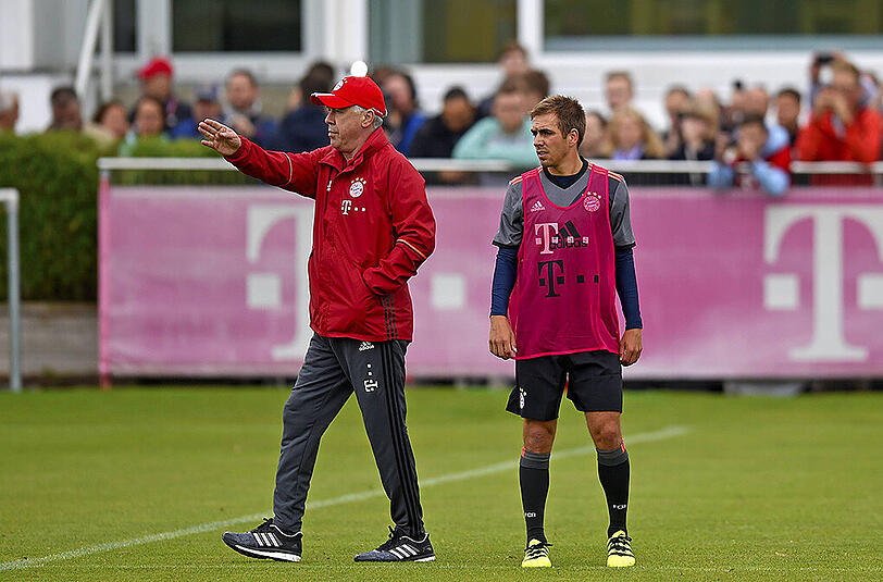 Carlo Ancelotti (l.) und Philipp Lahm.