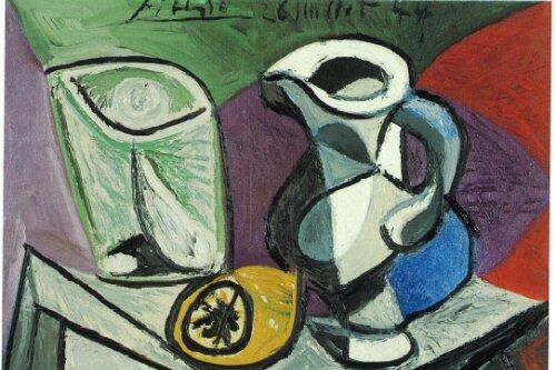 Ausschnitt: Picasso-Gemälde Glas und Karaffe von 1944