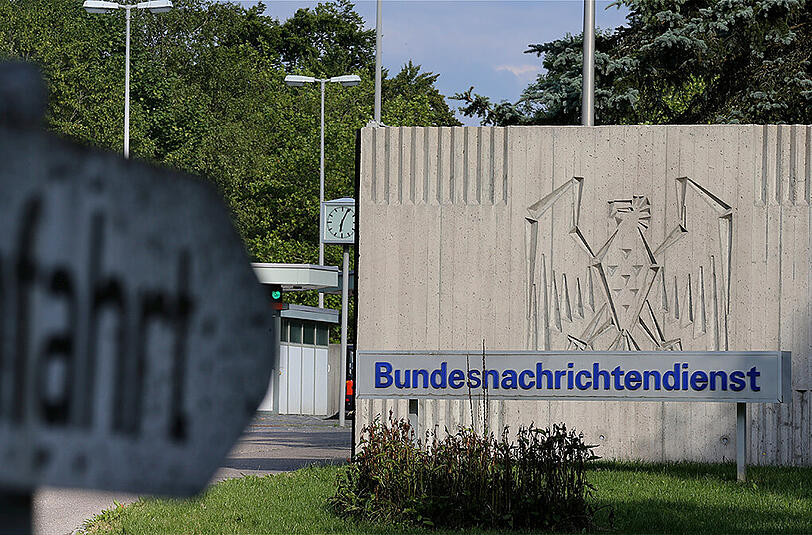 Die Einfahrt zum Gelände des Bundesnachrichtendienstes (BND) in Pullach.