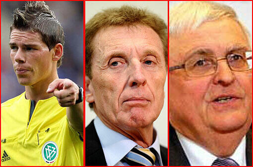 Manfred Amerell: Durch einen Rechtsstreit mit Ex-DFB-Präsident Theo Zwanziger (r.) und einen Streit mit dem Bundesliga-Referee Michael Kempter (l.) geriet er in die Schlagzeilen.