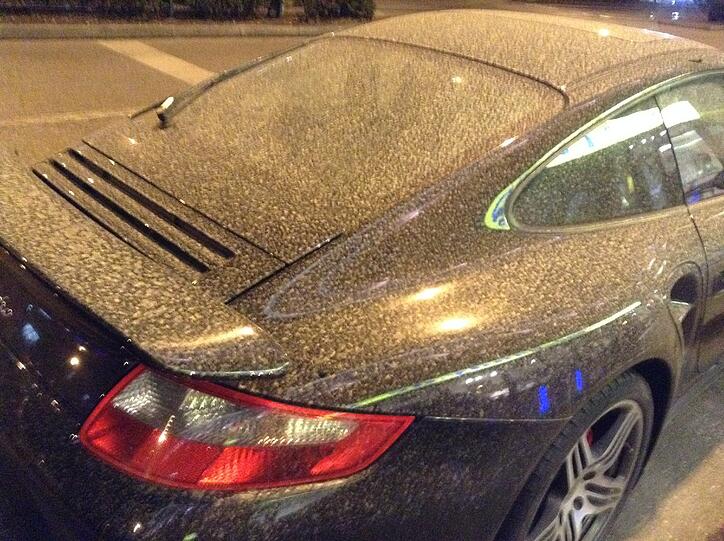 Sahara-Regen in München und im Umland im Februar 2014.
