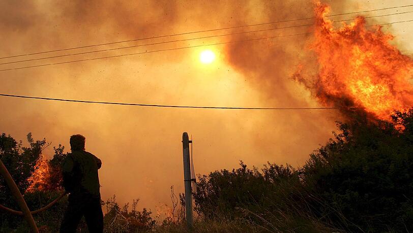 Auf der zweitgrößten griechischen Insel Euböa kämpfen Feuerwehrleute seit Tagen gegen die Flammen. Foto: ANA Kiau/Archiv Auf der zweitgrößten griechischen Insel Euböa kämpfen Feuerwehrleute seit Tagen gegen die Flammen. Foto: ANA Kiau/Archiv