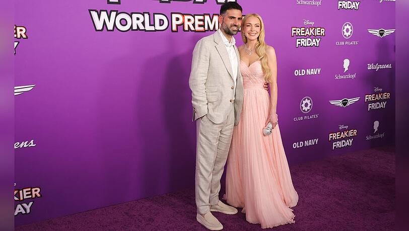 Lindsay Lohan und Bader Shammas auf dem Premierenteppich in Los Angeles.