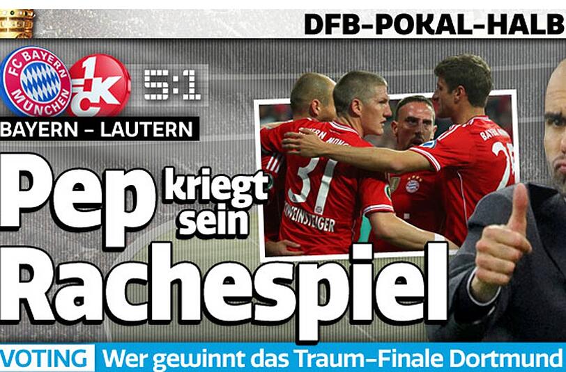 Bild.de blickt schon auf das Finale am 17. Mai in Berlin zwischen dem FC Bayern und Borussia Dortmund. Chance zur Revanche für Pep Guardiola nach der Pleite gegen den BVB in der Liga.