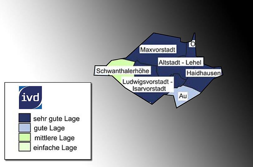 Wohnlage im CheckAltstadt-Lehel - Sehr gute LageAu - Gute LageHaidhausen - Sehr gute LageLudwigsvorstadt-Isarvorstadt - Sehr gute LageMaxvorstadt - Sehr gute LageSchwanthalterhöhe - Mittlere Lage