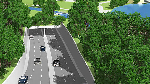 So soll der Tunnel die Autos unter den Park bringen.