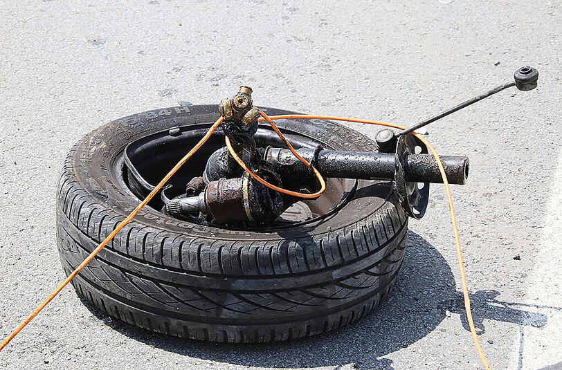 Bilder von der Unfallstelle am Autobahnende Heldenstein.