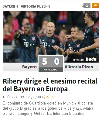 Die spanische Website "as.com" sah in Ribery den Hauptakteur.