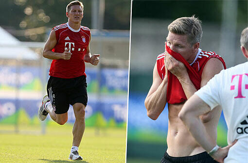 Erstes Lauftraining für Bastian Schweinsteiger.