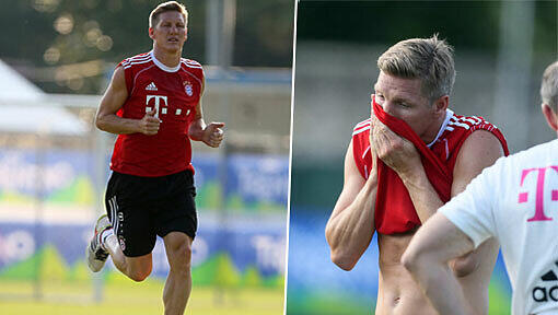 Erstes Lauftraining für Bastian Schweinsteiger. Erstes Lauftraining für Bastian Schweinsteiger.